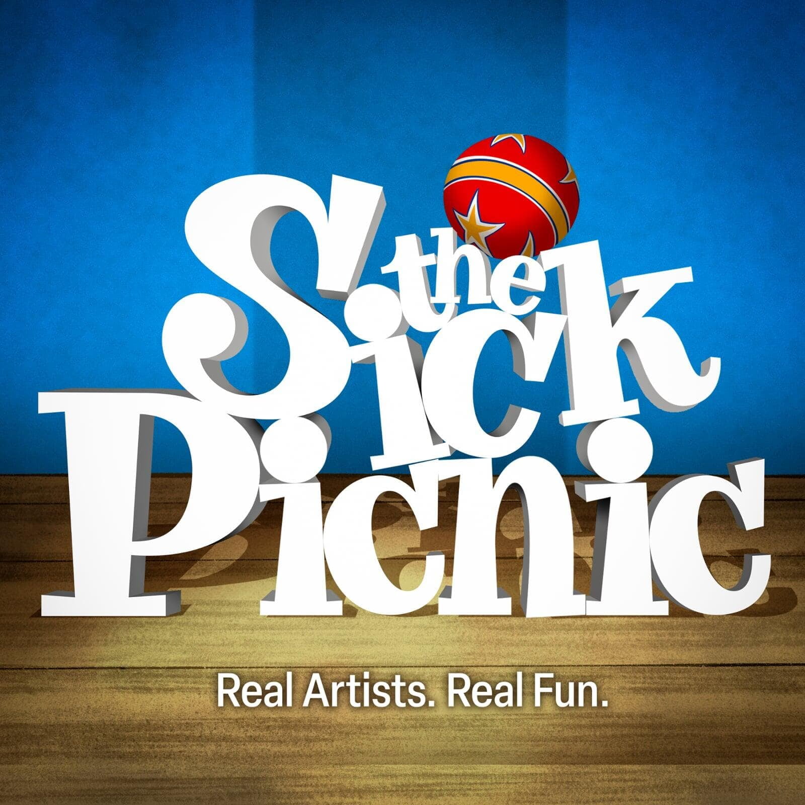 Podcast logo featuring a red ball with an orange stripe and star on the side